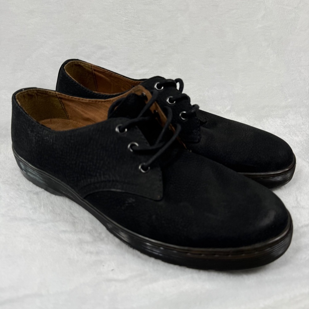 Dr.‎ Martens Will Desert Shoe Mens Black Textured Leather Lace Up Oxfords READ
